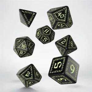 Runic Black & glow-in-the-dark Dice Set (7)-SRUN03