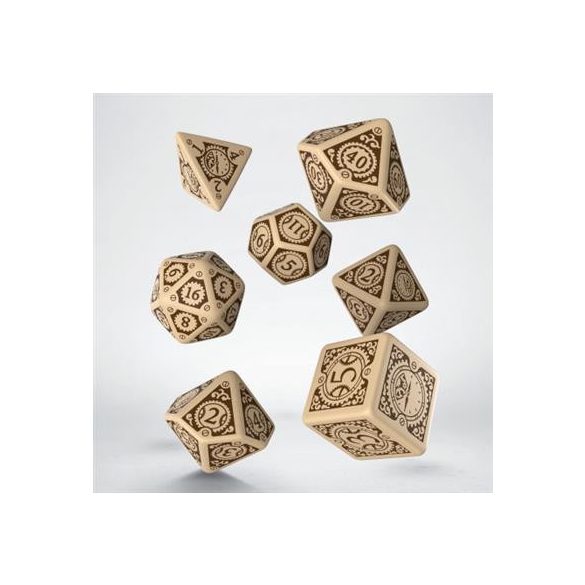 Steampunk Clockwork Beige & brown Dice Set (7)-SSTC04