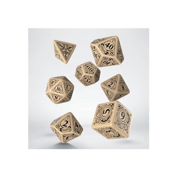 Steampunk Beige & black Dice Set (7)-SSTE04