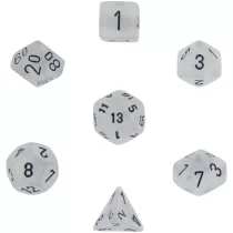 Chessex Frosted 7-Die Set - Clear w/black-27401