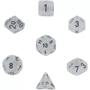 Chessex Frosted 7-Die Set - Clear w/black-27401