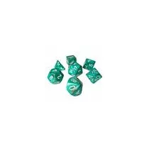 Chessex Marble Polyhedral 7-Die Set - Oxi-Copper w/white-27403