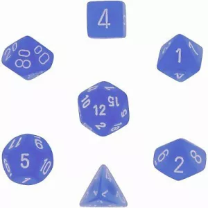 Chessex Frosted 7-Die Set - Blue w/white-27406