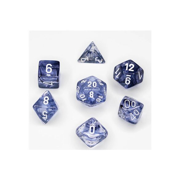 Chessex Nebula 7-Die Set - Black w/white-27408