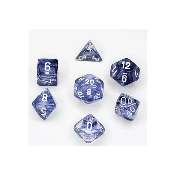 Chessex Nebula 7-Die Set - Black w/white-27408