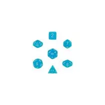 Chessex Frosted 7-Die Set - Carribean Blue w/white-27416