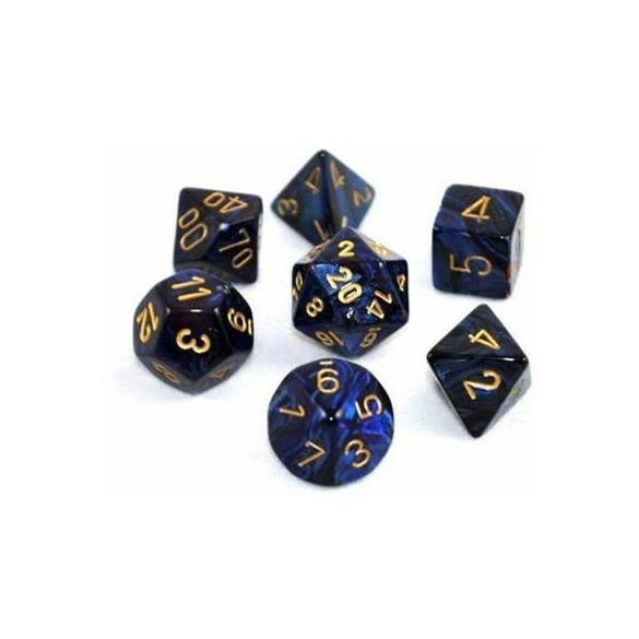 Chessex Scarab 7-Die Set - Royal Blue w/gold-27427