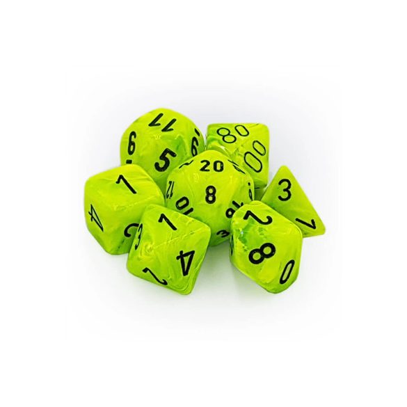 Chessex Vortex 7-Die Set - Bright Green w/black-27430
