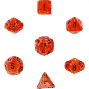 Chessex Vortex 7-Die Set - Orange w/black-27433