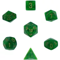 Chessex Vortex 7-Die Set - Green w/gold-27435