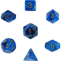 Chessex Vortex 7-Die Set - Blue w/gold-27436