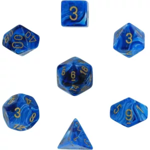 Chessex Vortex 7-Die Set - Blue w/gold-27436