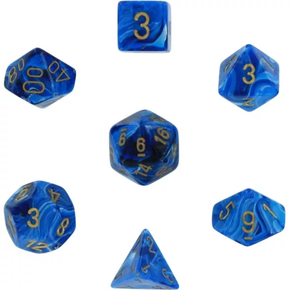 Chessex Vortex 7-Die Set - Blue w/gold-27436