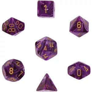 Chessex Vortex 7-Die Set - Purple w/gold-27437