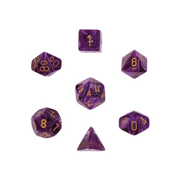 Chessex Vortex 7-Die Set - Purple w/gold-27437