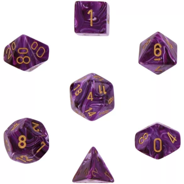 Chessex Vortex 7-Die Set - Purple w/gold-27437