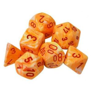 Chessex Festive Polyhedral 7-Die Set - Sunburst w/red-27453