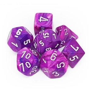 Chessex Festive 7-Die Set - Violet w/white-27457