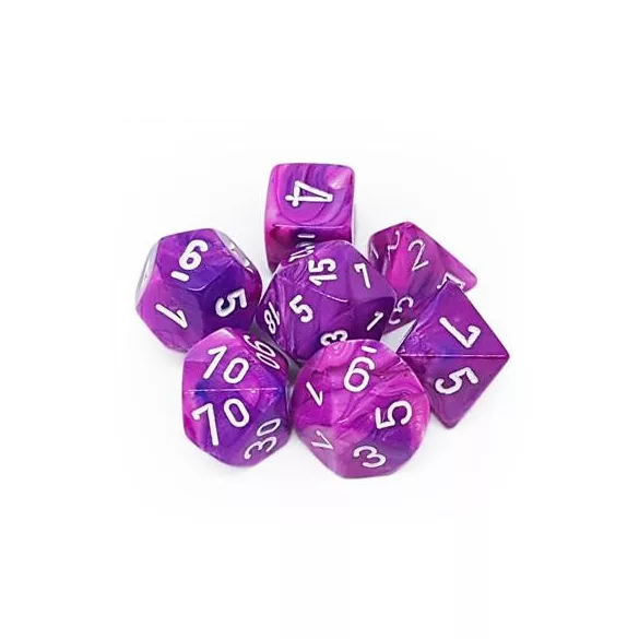 Chessex Festive 7-Die Set - Violet w/white-27457