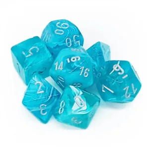 Chessex Cirrus 7-Die Set - Aqua w/silver-27465