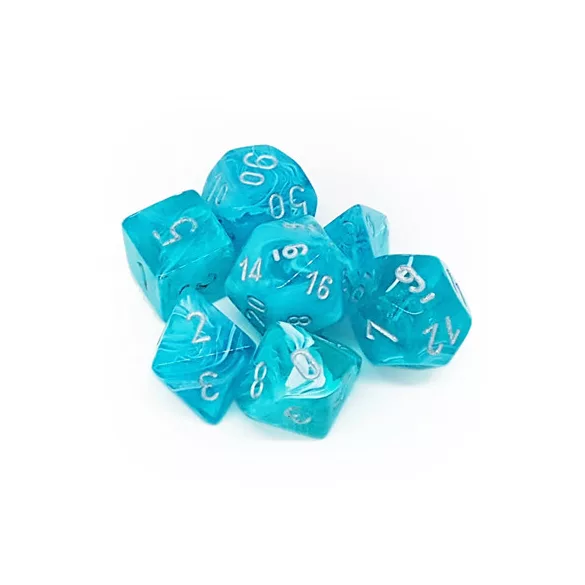Chessex Cirrus 7-Die Set - Aqua w/silver-27465