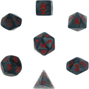 Chessex Velvet 7-Die Set - Black w/red-27478