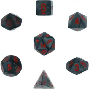 Chessex Velvet 7-Die Set - Black w/red-27478