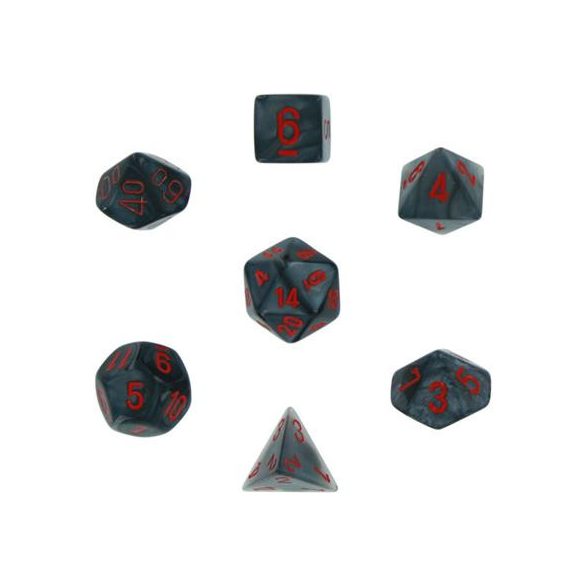 Chessex Velvet 7-Die Set - Black w/red-27478