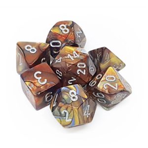 Chessex Lustrous 7-Die Set - Gold w/silver-27493