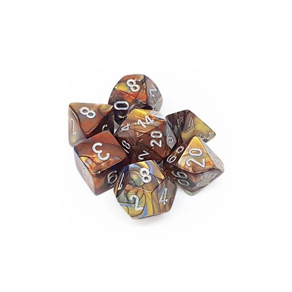 Chessex Lustrous 7-Die Set - Gold w/silver-27493
