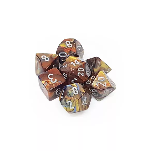 Chessex Lustrous 7-Die Set - Gold w/silver-27493