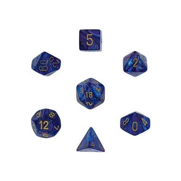 Chessex Lustrous 7-Die Set - Purple w/gold-27497