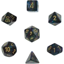 Chessex Lustrous 7-Die Set - Shadow w/gold-27499