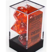 Chessex Translucent Polyhedral 7-Die Set - Orange/white-23073