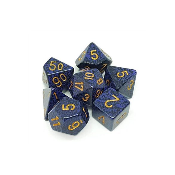 Chessex Speckled Polyhedral 7-Die Set - Golden Cobalt-25337