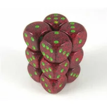 Chessex Speckled 16mm d6 with pips Dice Blocks (12 Dice) - Strawberry-25704