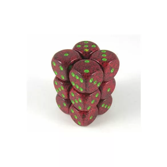 Chessex Speckled 16mm d6 with pips Dice Blocks (12 Dice) - Strawberry-25704