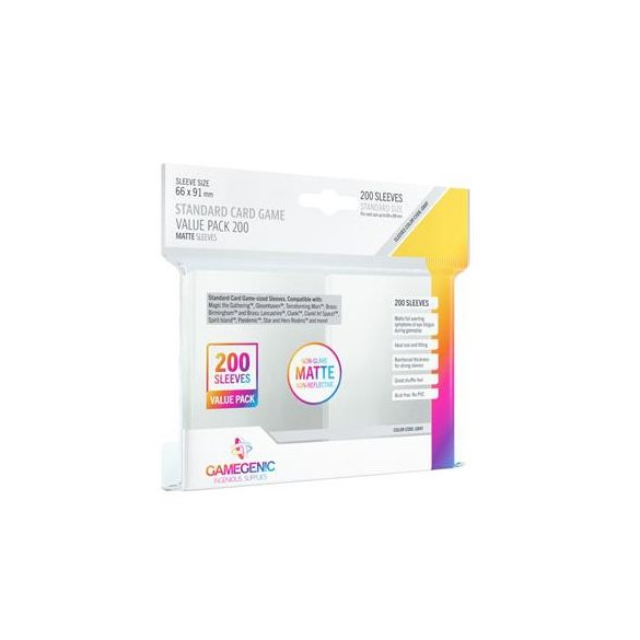 Gamegenic - Standard Card Game Value Pack Matte Clear (200 Sleeves)-GGS10111ML