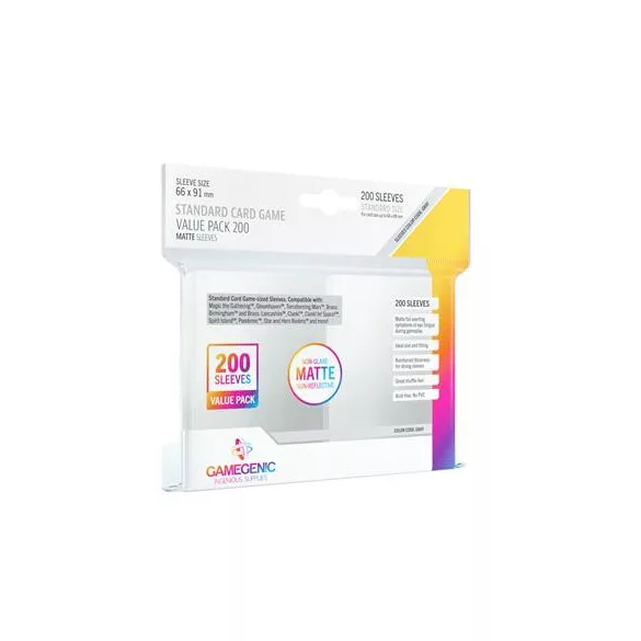 Gamegenic - Standard Card Game Value Pack Matte Clear (200 Sleeves)-GGS10111ML
