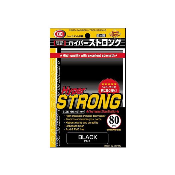 KMC Standard Sleeves - Hyper STRONG Black (80 Sleeves)-KMC1812