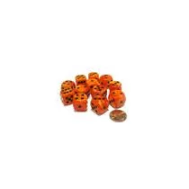 Chessex 16mm d6 with pips Dice Blocks (12 Dice) - Vortex Orange w/black-27633