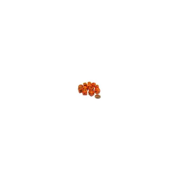 Chessex 16mm d6 with pips Dice Blocks (12 Dice) - Vortex Orange w/black-27633