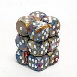 Chessex 16mm d6 with pips Dice Blocks (12 Dice) - Festive Carousel w/white-27640