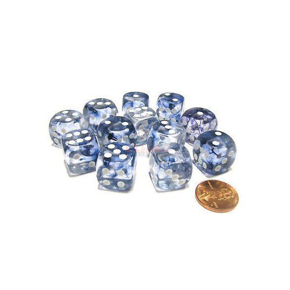 Chessex 16mm d6 with pips Dice Blocks (12 Dice) - Nebula Dark Blue w/white-27666