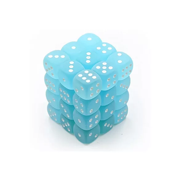 Chessex Signature 12mm d6 with pips Dice Blocks (36 Dice) - Frosted Teal w/white-27805