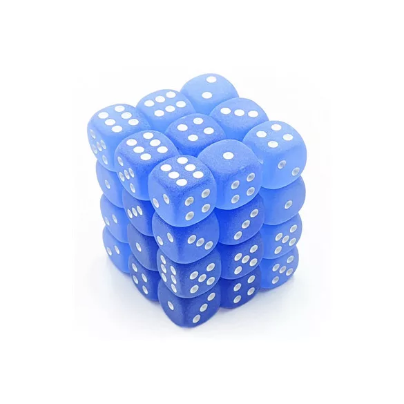 Chessex Signature 12mm d6 with pips Dice Blocks (36 Dice) - Frosted Blue w/white-27806