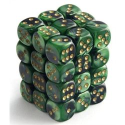 Chessex Signature 12mm d6 with pips Dice Blocks (36 Dice) - Scarab Jade w/gold-27815