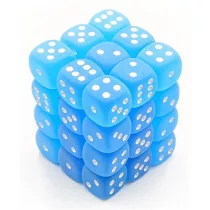 Chessex Signature 12mm d6 with pips Dice Blocks (36 Dice) - Frosted Caribbean Blue w/white-27816