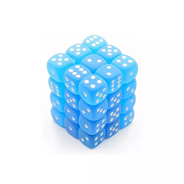 Chessex Signature 12mm d6 with pips Dice Blocks (36 Dice) - Frosted Caribbean Blue w/white-27816