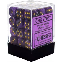 Chessex Signature 12mm d6 with pips Dice Blocks (36 Dice) - Vortex Purple w/gold-27837